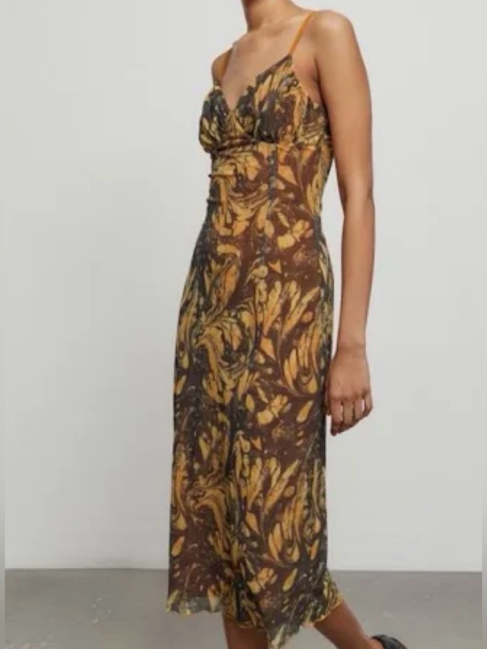 Urban Outfitters Y2K Abstract Marble Print Mesh Slip Maxi Dress - Size XS